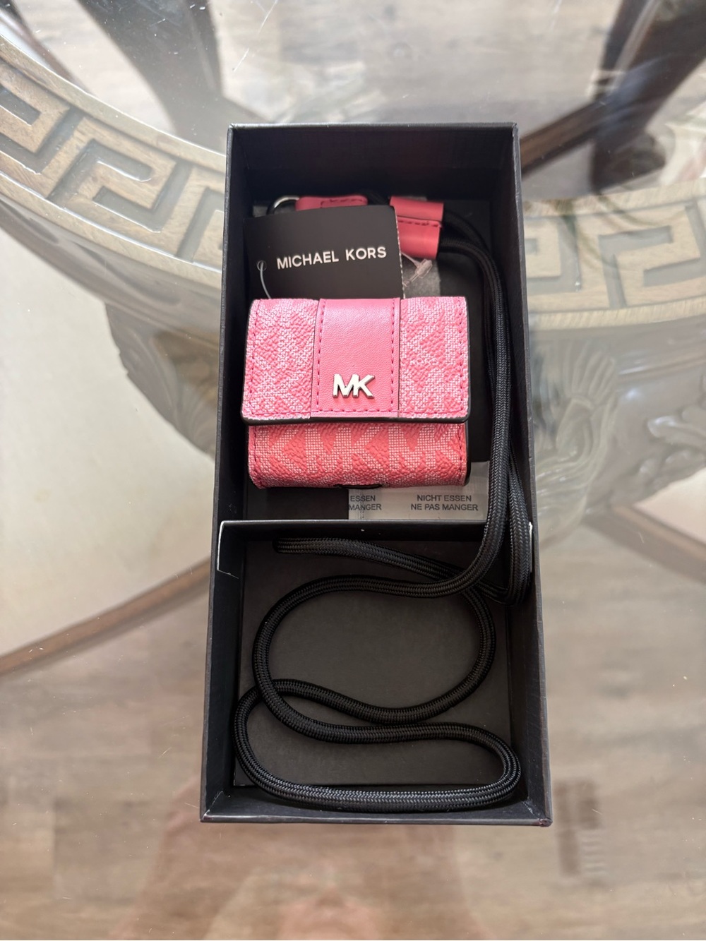 🩷🩷MICHAEL KORS LOGO PRINT MONOGRAM CANVAS & LEATHER AIR POD CASE!🩷🩷